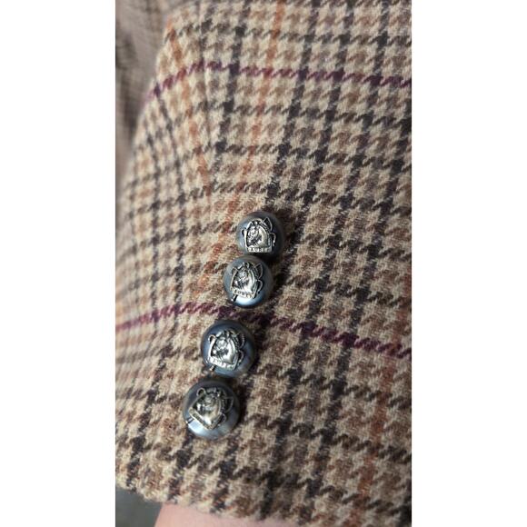 Lauren Ralph Lauren wool houndstooth equestrian oversized grunge jacket - Picture 9 of 13